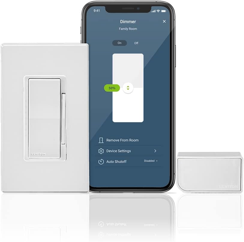 Leviton DN6HD-2RW Decora Smart No-Neutral 600W Dimmer, Requires MLWSB Wi-Fi Bridge and Leviton MLWSB-2RW Wi-Fi Bridge, Required for DN6HD / DN15S Decora Smart No-Neutral Dimmers and Switches