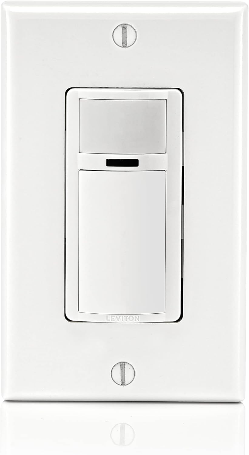 Leviton DOS02-2PK Decora Occupancy Motion Sensor Light Switch, Auto-On, 2A, Residential Grade, Single Pole in White (2-Pack)