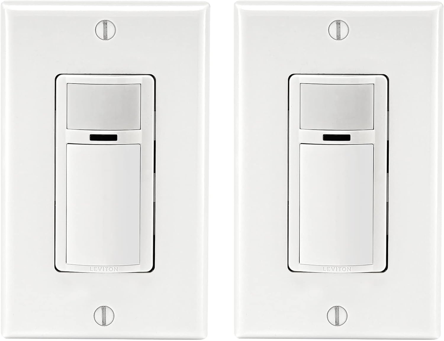Leviton DOS02-2PK Decora Occupancy Motion Sensor Light Switch, Auto-On, 2A, Residential Grade, Single Pole in White (2-Pack)