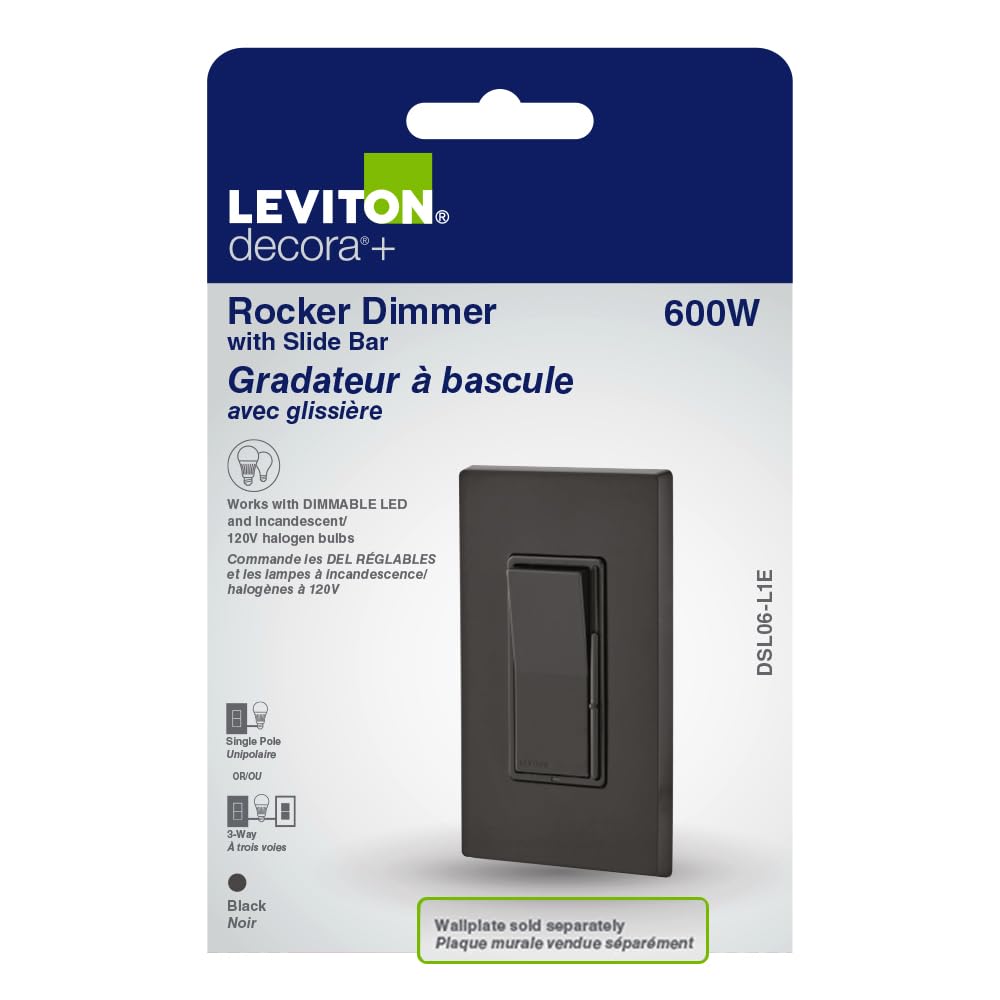 Leviton DSL06-1LZ Decora Universal Dimmer, 300-Watt Led and CFL/600-Watt Incandescent
