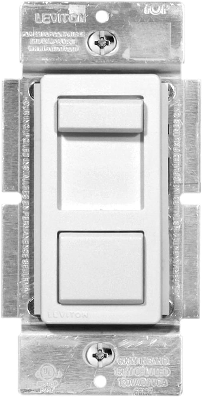 Leviton IPL06-10W Decora IllumaTech Slide Dimmer, 600W-120VAC Incandescent and 150W-120VAC dimmable LED/CFL, 60Hz, Single Pole or 3-Way- White