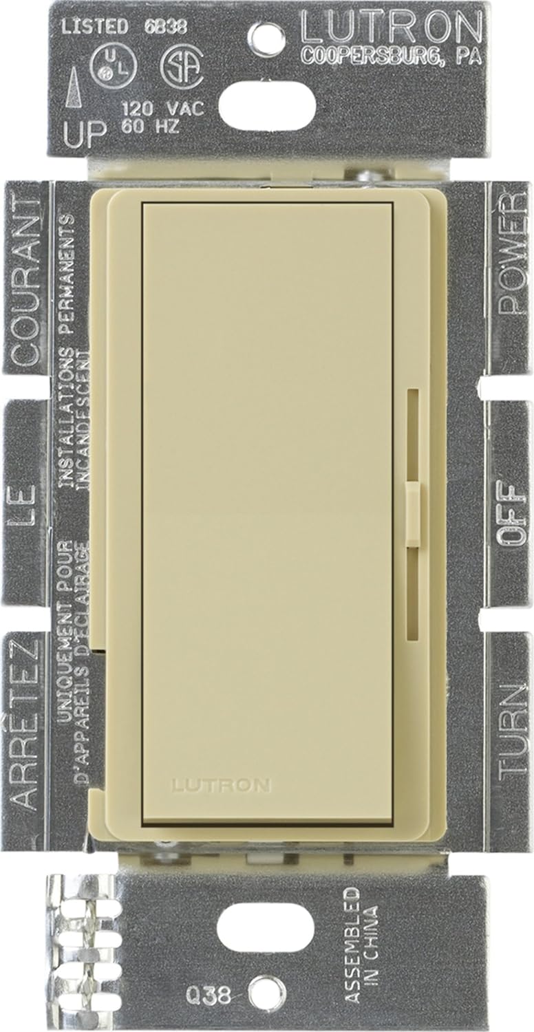 Lutron Diva Dimmer Switch for 0-10V LED/Fluorescent Fixtures, 8-Amp, Single-Pole or 3-Way, DVSTV-WH, White