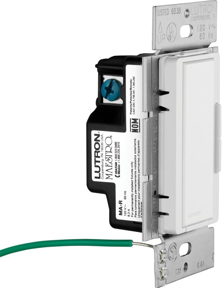 Lutron Maestro LED+ Dimmer Switch Kit  MA-R-WH Maestro Companion 120V 8.3A Designer Digital Dimmer Switch, White