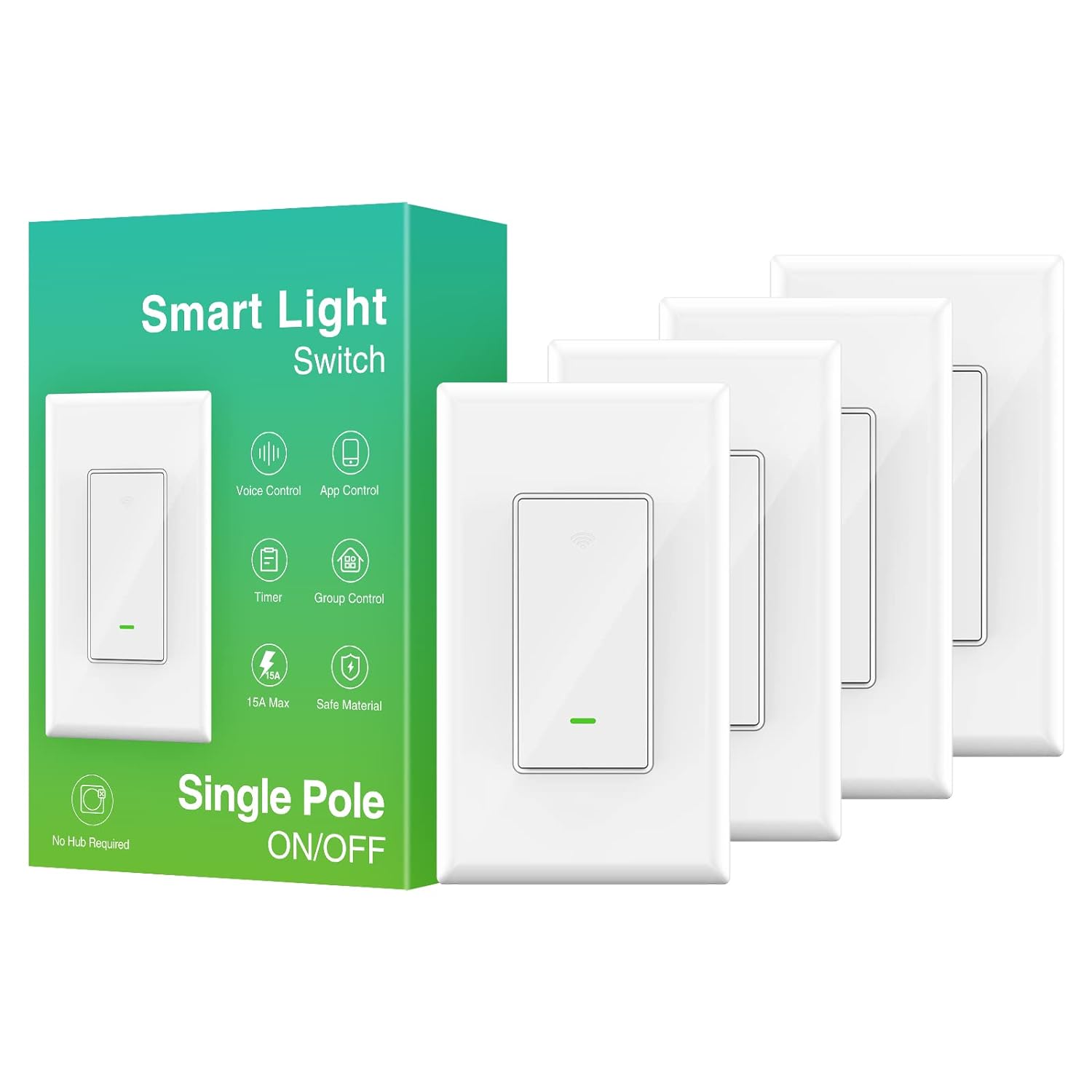 OHMAX Smart Light Switch, WiFi Smart Switch for Light Work with Alexa, Google Assistant, Smart Life and Tuya, Single Pole, Neutral Wire Required, Remote Control Schedule, FCC/UL Certified (2 Pack)