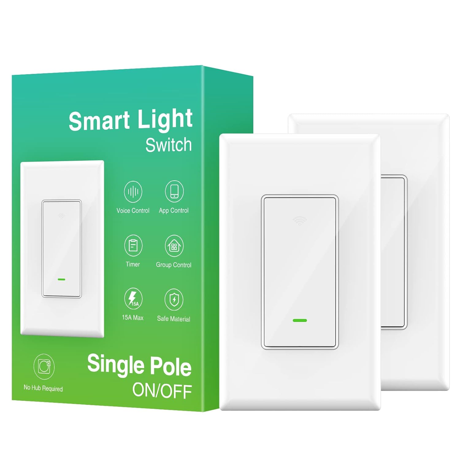 OHMAX Smart Light Switch, WiFi Smart Switch for Light Work with Alexa, Google Assistant, Smart Life and Tuya, Single Pole, Neutral Wire Required, Remote Control Schedule, FCC/UL Certified (2 Pack)