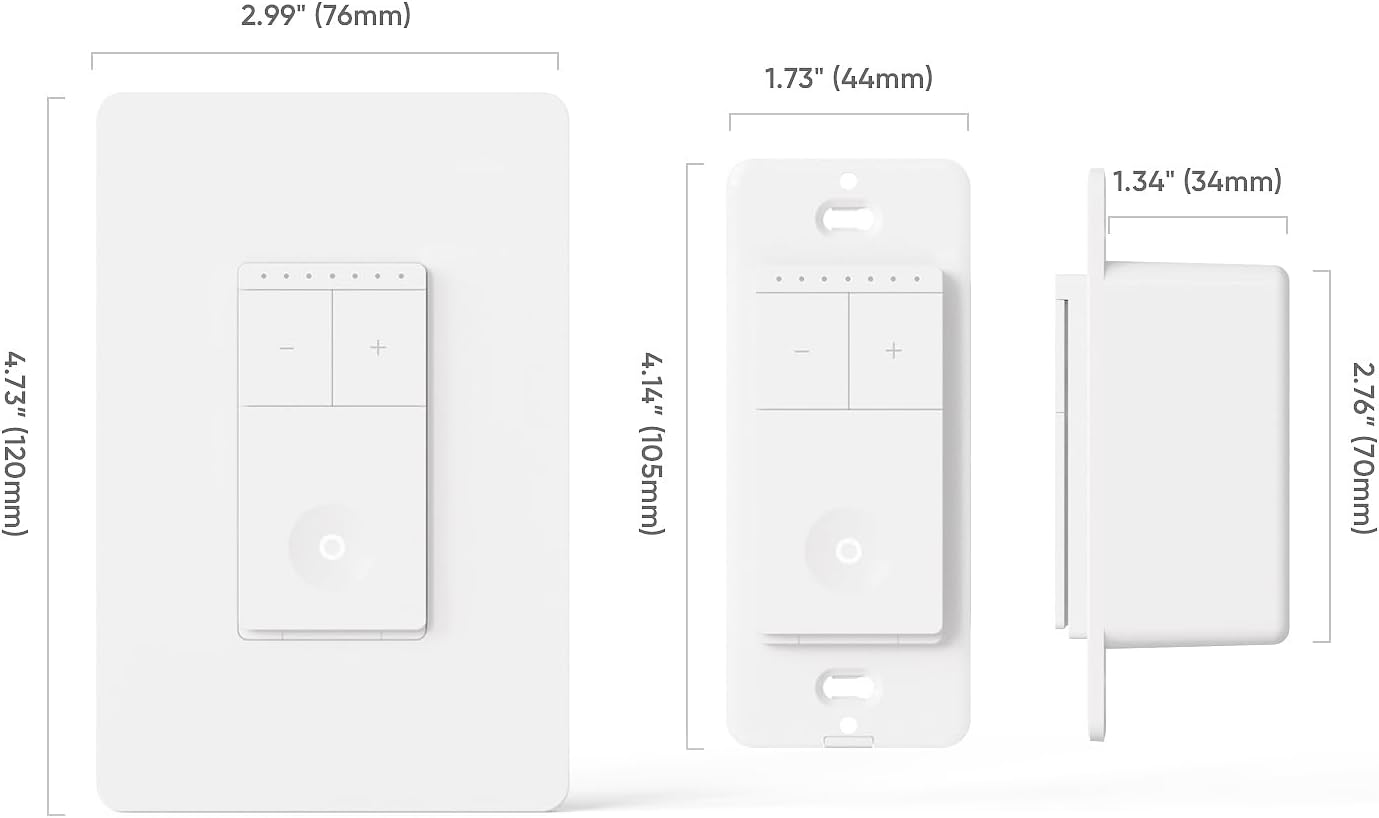 Single Pole Smart Dimmer Switch, TREATLIFE 2.4Ghz WiFi Light Switch Compatible with Alexa and Google Home, Remote Control, Neutral Wire Needed, Schedule, FCC Listed (1 Pack)