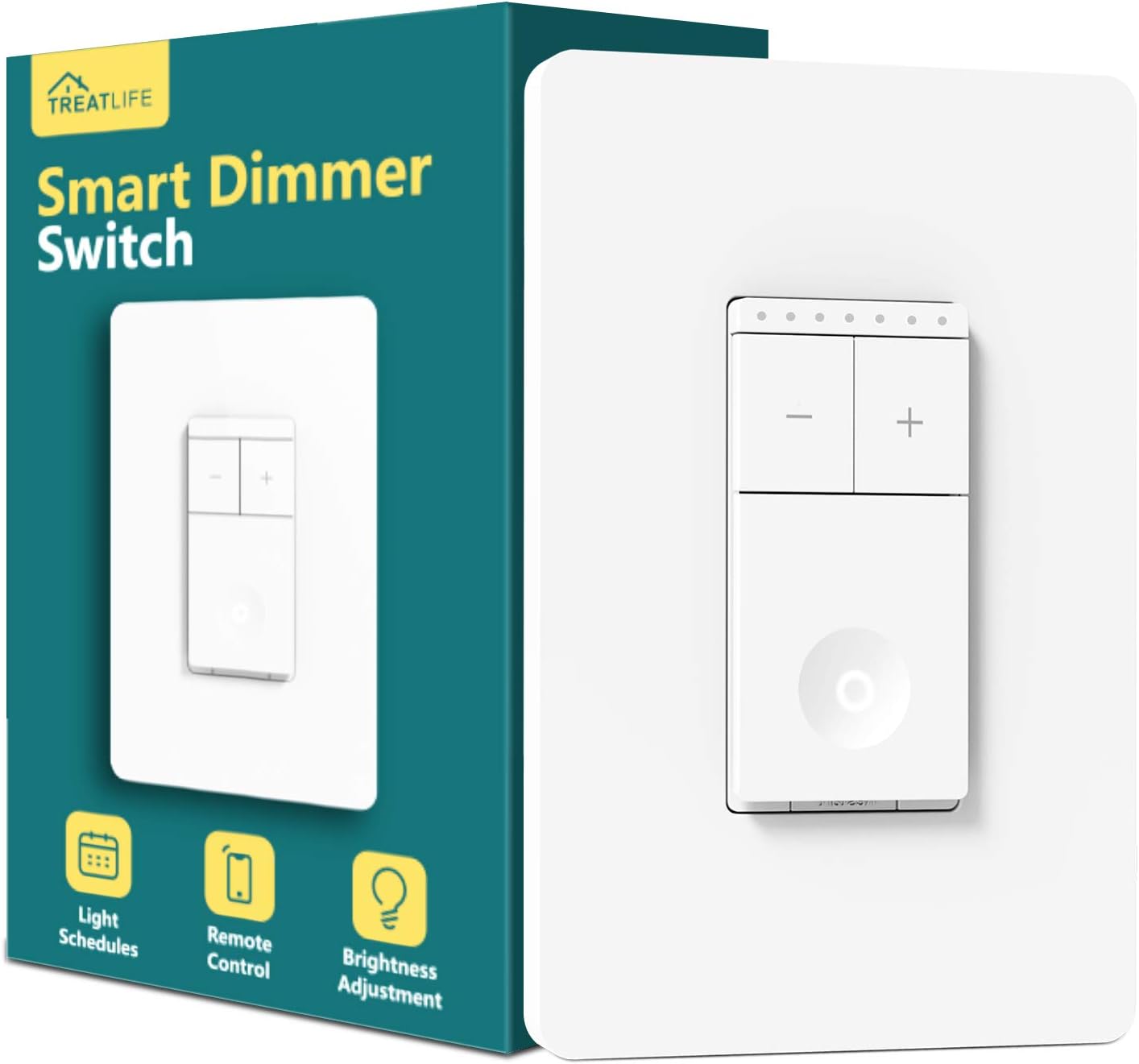 Single Pole Smart Dimmer Switch, TREATLIFE 2.4Ghz WiFi Light Switch Compatible with Alexa and Google Home, Remote Control, Neutral Wire Needed, Schedule, FCC Listed (1 Pack)