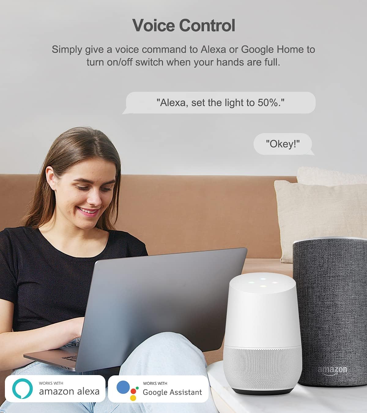 Smart Dimmer Switch,WiFi Dimmable Led Light Switches Work with Alexa,Google Home,Touch Dimmer Switch Glass Panel Remote Control by Tuya Smart Life,Neutral Wire Required (Black)