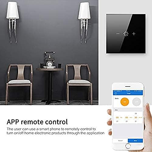 Smart Dimmer Switch,WiFi Dimmable Led Light Switches Work with Alexa,Google Home,Touch Dimmer Switch Glass Panel Remote Control by Tuya Smart Life,Neutral Wire Required (Black)
