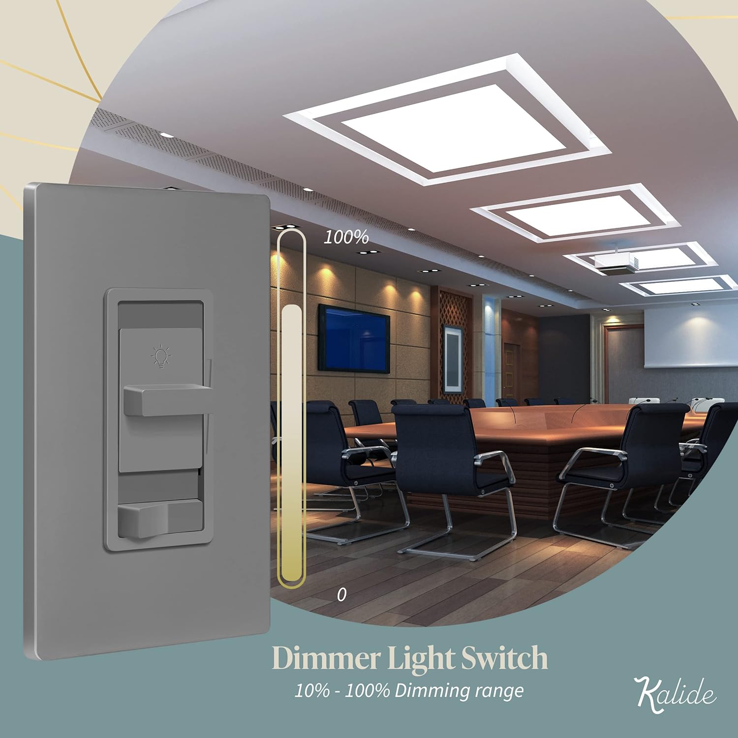 TOPGREENER Kalide 0-10V Dimmer Light Switch, LED Dimmer Switch, Low Voltage Dimmer, 3-GYay or Single Pole, 120VAC 60Hz, 120VAC 10A/ 277VAC 5A LED, TGSDS-010-GY, Gray