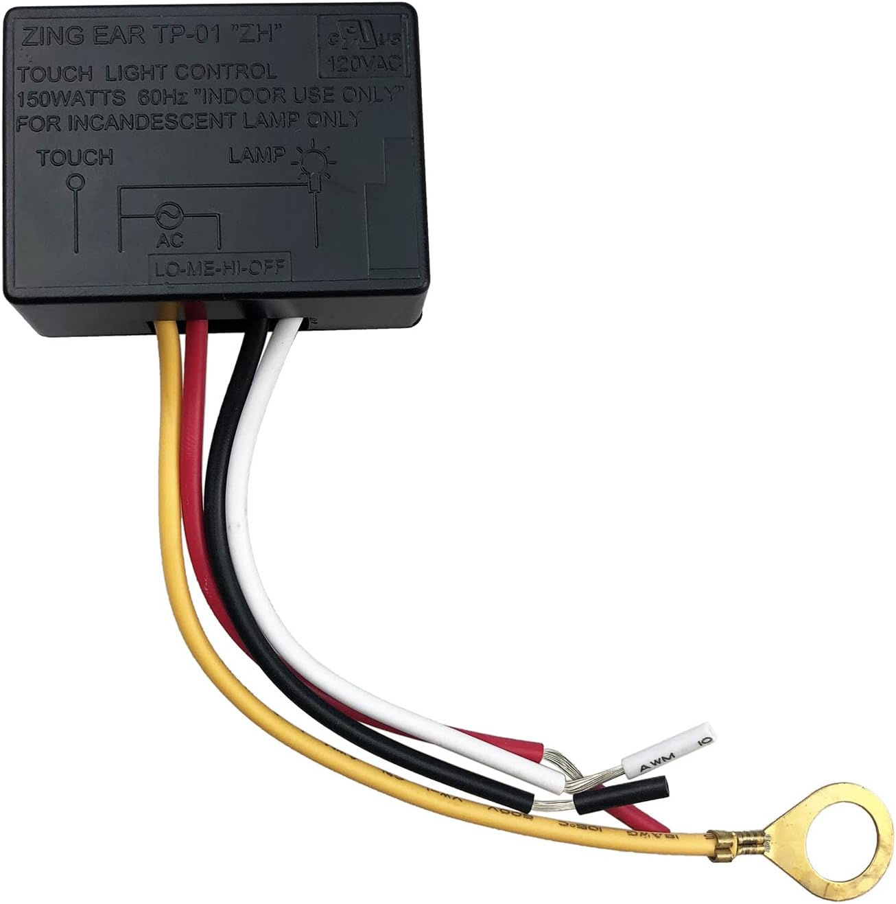 Touch Lights Dimmer Switch ON/Off 150W 120V Repair Kits Replace for Zing Ear TP-01 TP-01F ZH Compatible with Ordinary Lights Table Lamps Control Module Sensor Bulbs Plastic Outer Shell