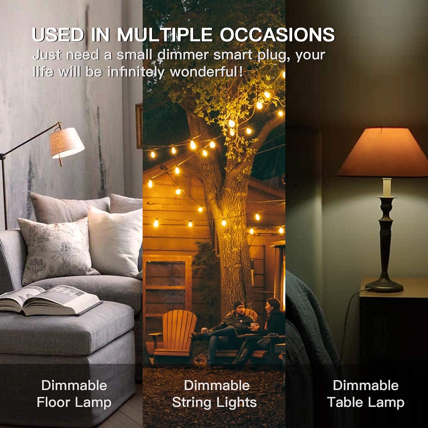 TREATLIFE Smart Dimmer Plug Outdoor Smart Plug Works with Alexa and Google Home, Light Dimmer APP Remote Control, Max Power 400W, IP44 Waterproof for Dimmable Outdoor Lights, Floor Lamp, Table Lamp