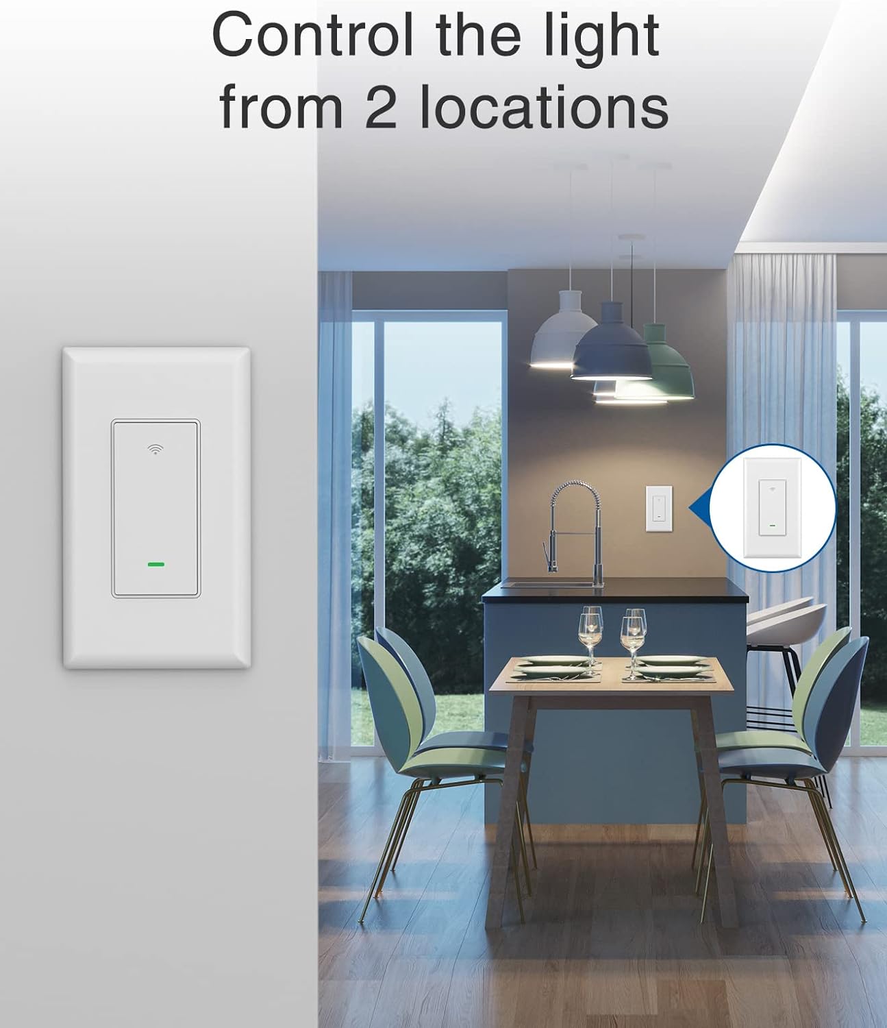 WISEBOT 3-Way Smart Switch, 2.4G WiFi Light Switch with Timer Function, Voice Control with Alexa and Google Home, Remote Control from App, Needs Neutral Wire, 3-Way Easy Installation