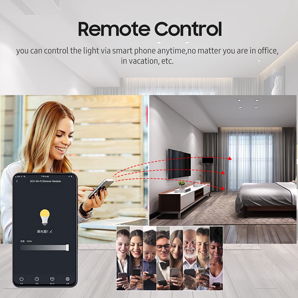 YIWENG Smart Light Switch Module,Smart Dimmer Switch Module APP Remote Control Voice Control Timing Group Sharing Compatible with Echo Home for Home Office